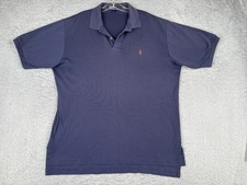 VINTAGE Polo Ralph Lauren Shirt Men Large Blue 100 Cotton Short Sleeve READ