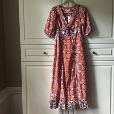 Nwt Anthropologie Maxi Dress  Motif Tribal Print Southwestern Festive V Neck  4
