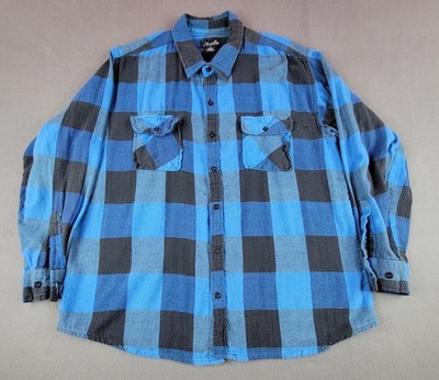 Agree Womens Size 1X Blue Flannel Button-Up Long Sleeve Shirt
