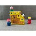 Vintage Fisher Price Little People Tudor House Yellow Stairs +Family Lot 6 Piece