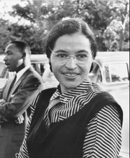 Rosa Parks With Dr. Martin Luther King Jr On The Background Black And White.PNG