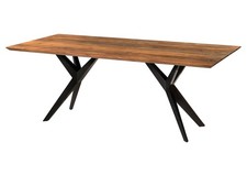 Esstisch Akazie 160x90x76 natur Epoxid schwarz, Sterngestell anthrazit glänzend