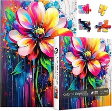 Colorful Flower Drips 1000 Pc Jigsaw Puzzle, Brand New-Sealed Box 