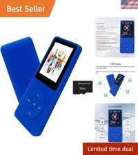 MP3 Player 32GB with Speaker Earphone Portable Mini Blue Music Player Support...