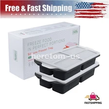 2PCS Gray Culinary Cubed Meal Prep Food Containers 4 Compartment with Lids