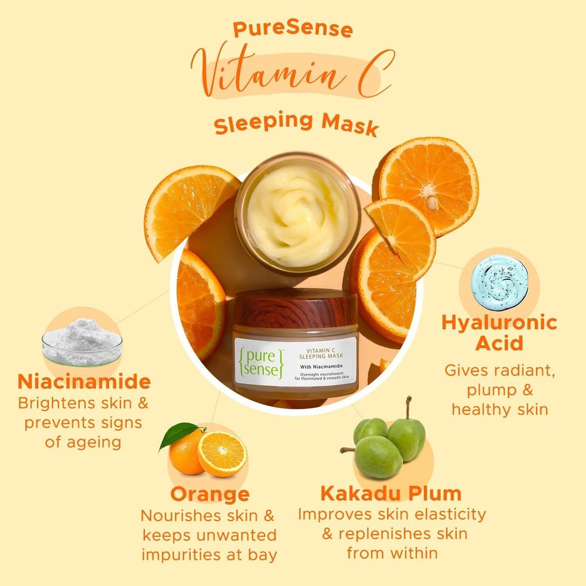 PureSense Vitamin C Sleeping Mask with Niacinamide Hyaluronic