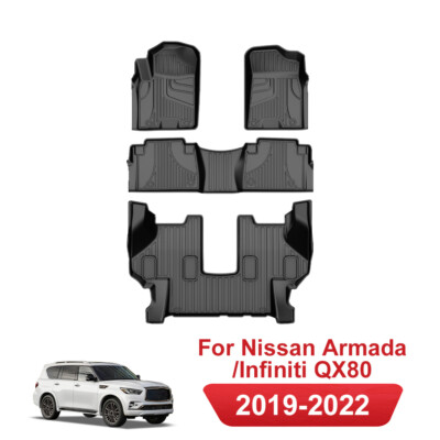 For 2019-2022 Nissan Armada/Infiniti QX80 TPE Floor Mats Accessories All Weather