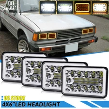 Fit Nissan 720 Pickup 200SX Coupe Chevy C10 4pcs 4x6'' LED Headlights DRL Hi/Lo