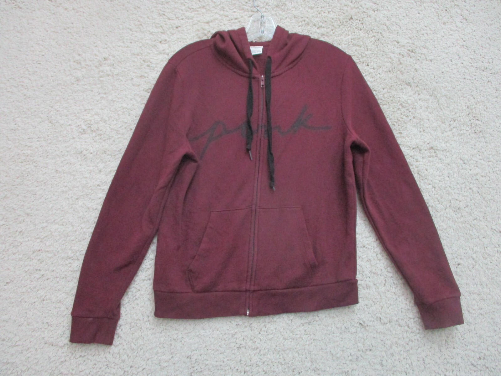 PINK Victorias Secret Sweater Medium Adult Red Full Zip Hoodie Logo Womens M