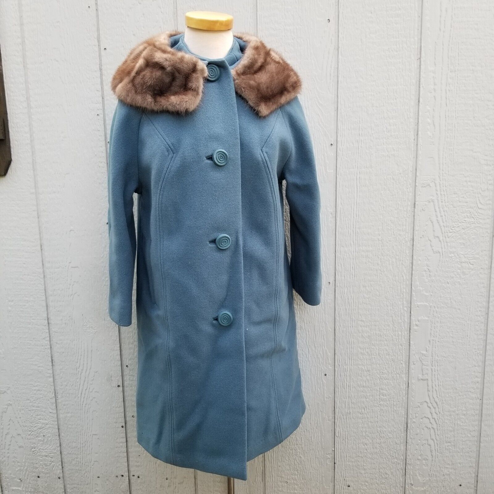 JP Allen Women 50s 60s Swing Coat Small Wool Blue… - image 1