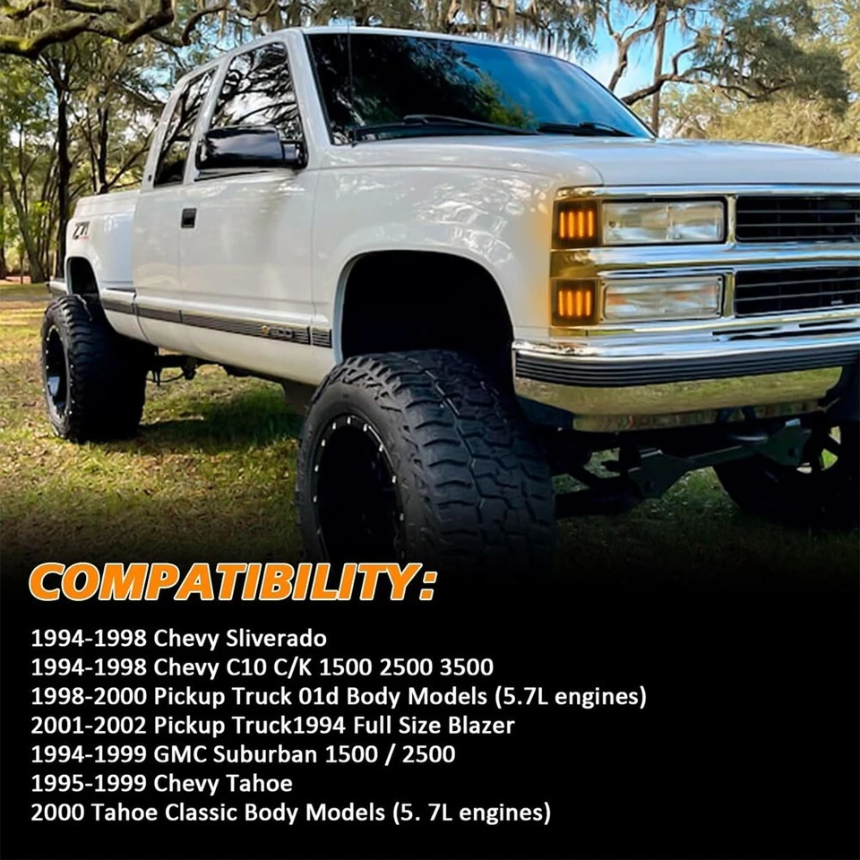 Led Side Marker Signal Lamps for 1994-1998 Chevy Sliverado Chevy C/K 1500 2500 Foto 3 de 4