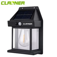 CLAONER LED Solar Wall Lights PIR Motion Sensor Outdoor Garden Security Lamp