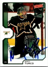 Marty Turco autographed Hockey Card Dallas Stars, FT 2002 Upper Deck Victory #66