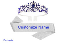 Silver Tiara w/ Dark Blue Rhinestones