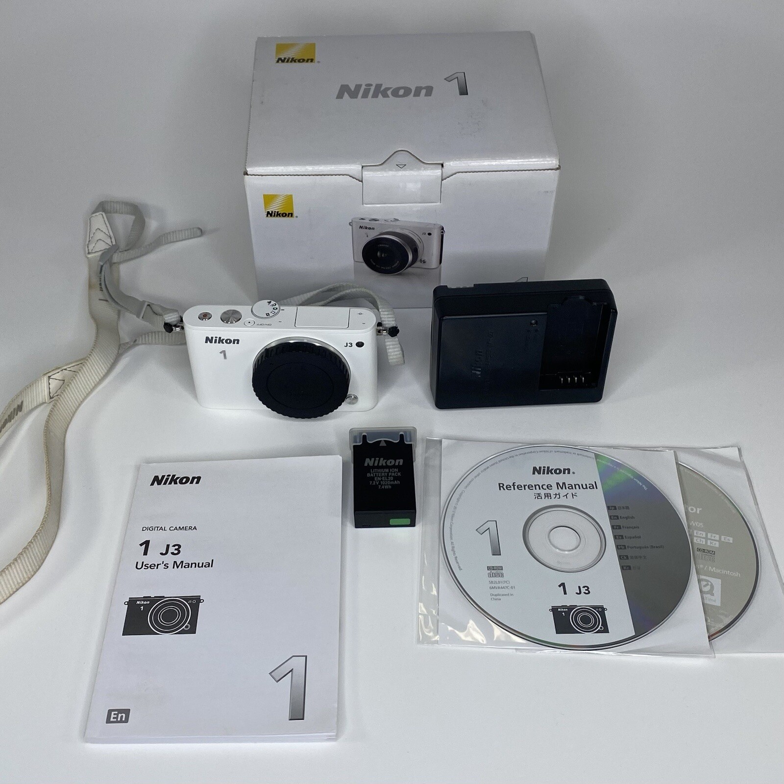 Nikon 1 J3 14.2MP Digital Camera White Body Only w/ Box, Charger, & Battery eBay