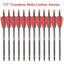 12Pcs 7.5" Carbon Crossbow Bolts Arrows Practice Hunting Shooting Target Outdoor