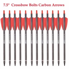 12Pcs 7.5" Carbon Crossbow Bolts Arrows Practice Hunting Shooting Target Outdoor