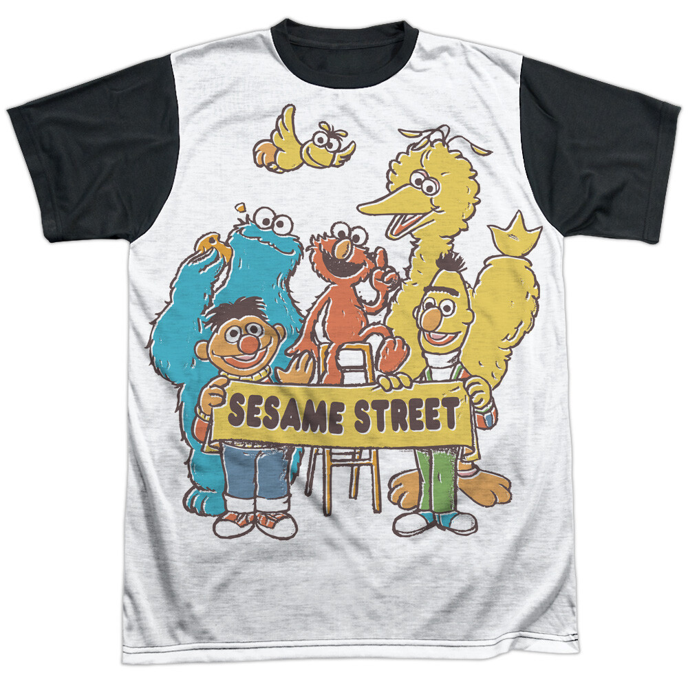 Sesame Street Block Party Halloween Costume Tee Black Back Sizes S-3XL