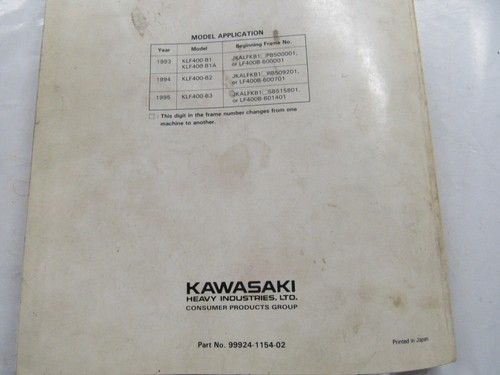 1989 ZR-7 ZXR750 Kawasaki OEM Motorcycle Service Manual 99924-1112-01 - Picture 6 of 6