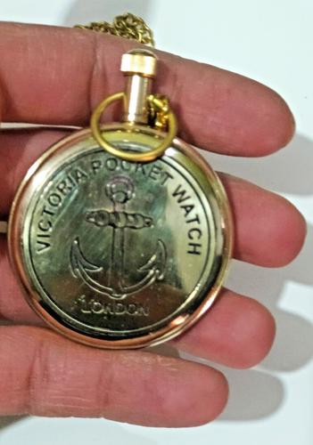 Reloj Bolsillo Náutico Histórico Latón - Diseño Clásico Estilo Elgin de 2" - Imagen 7 de 10