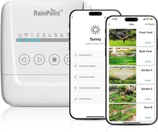 RAINPOINT 8 Zone Smart Sprinkler Controller, WiFi, Weather-Smart Irrigation Time
