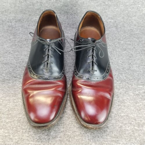 Allen Edmonds Polo Burgundy & Black Saddle Oxfords Men's 11 Wide Dress Shoes - Picture 6 of 11
