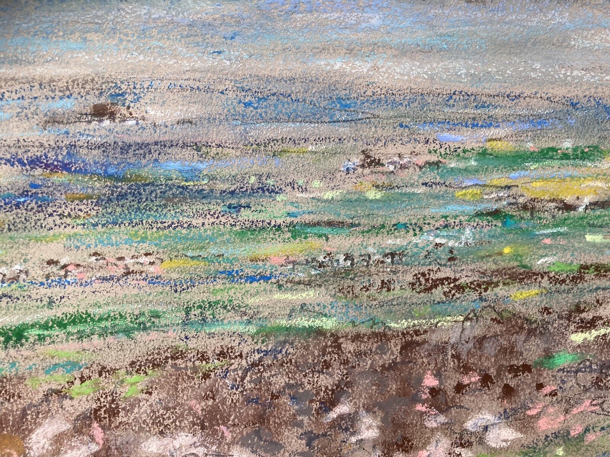 Henri Duhem - Belandre au soleil couchant - Huile impressionniste, paysage d'Hen