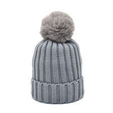Kids Winter Solid Woolen Ball Knitted Hat Stripe Versatile Children Ski Cap