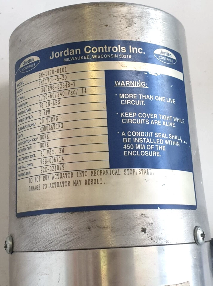 Jordan Controls SM-1170-0101 Encoder SM1170--5-20 - Image 4 of 4