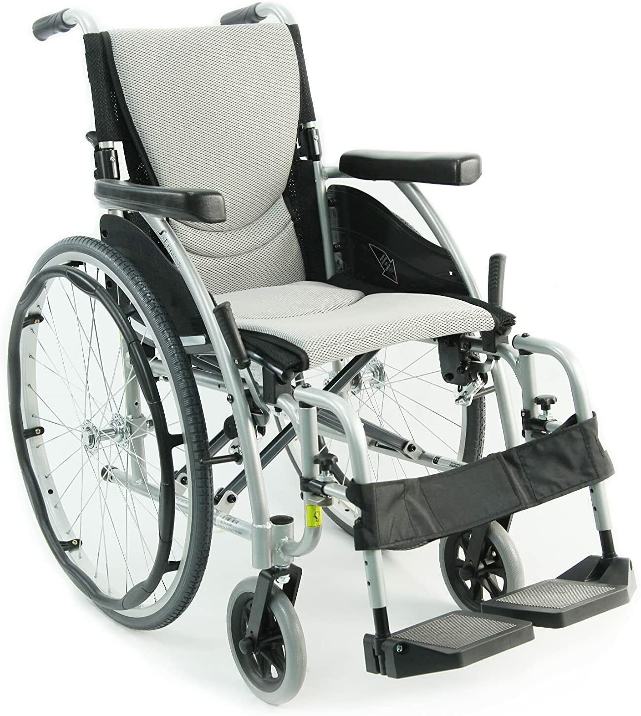 Karman K-115 25 lbs Ultra Light Ergonomic Silver Wheelchair w/Re