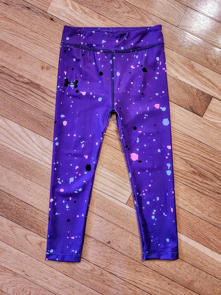 NEW Under Armour Little Girl Heart Tee & Full-length Legging Set, Purple (sz 4) - Image 3 of 4