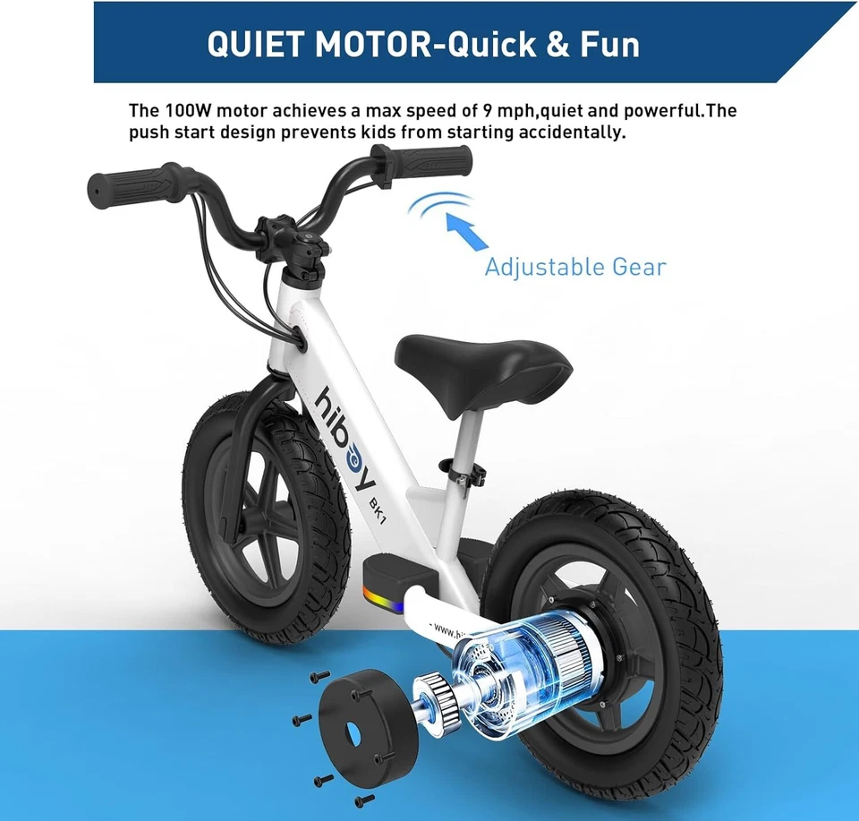 Hiboy BK1 Electric Balance Bike for Kids 12"Tires 150W Peak Motor 21.6V/2.6Ah - Image 4 of 4
