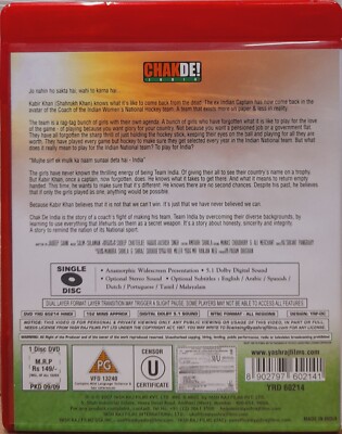 Chak De India Shahrukh Khan Bollywood Hindi Movie DVD (English