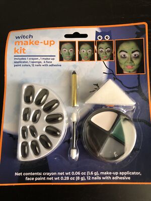 Halloween Witch Make-up Kit, Face paint and Fake Nails (NEW)