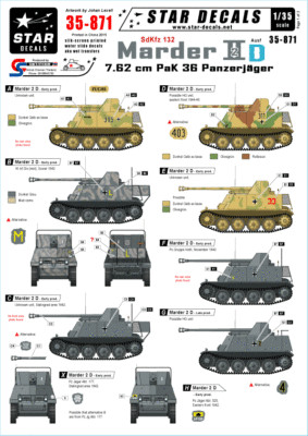 Star Decals 1/35  Sd.Kfz.132 Marder IID 7.62cm Pak 36 Panzerjager decals 35871