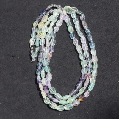 3 Strang 493 kt Multicolor Fluorit Perlen Hervorragendes Muster Halskette AK 08 E544