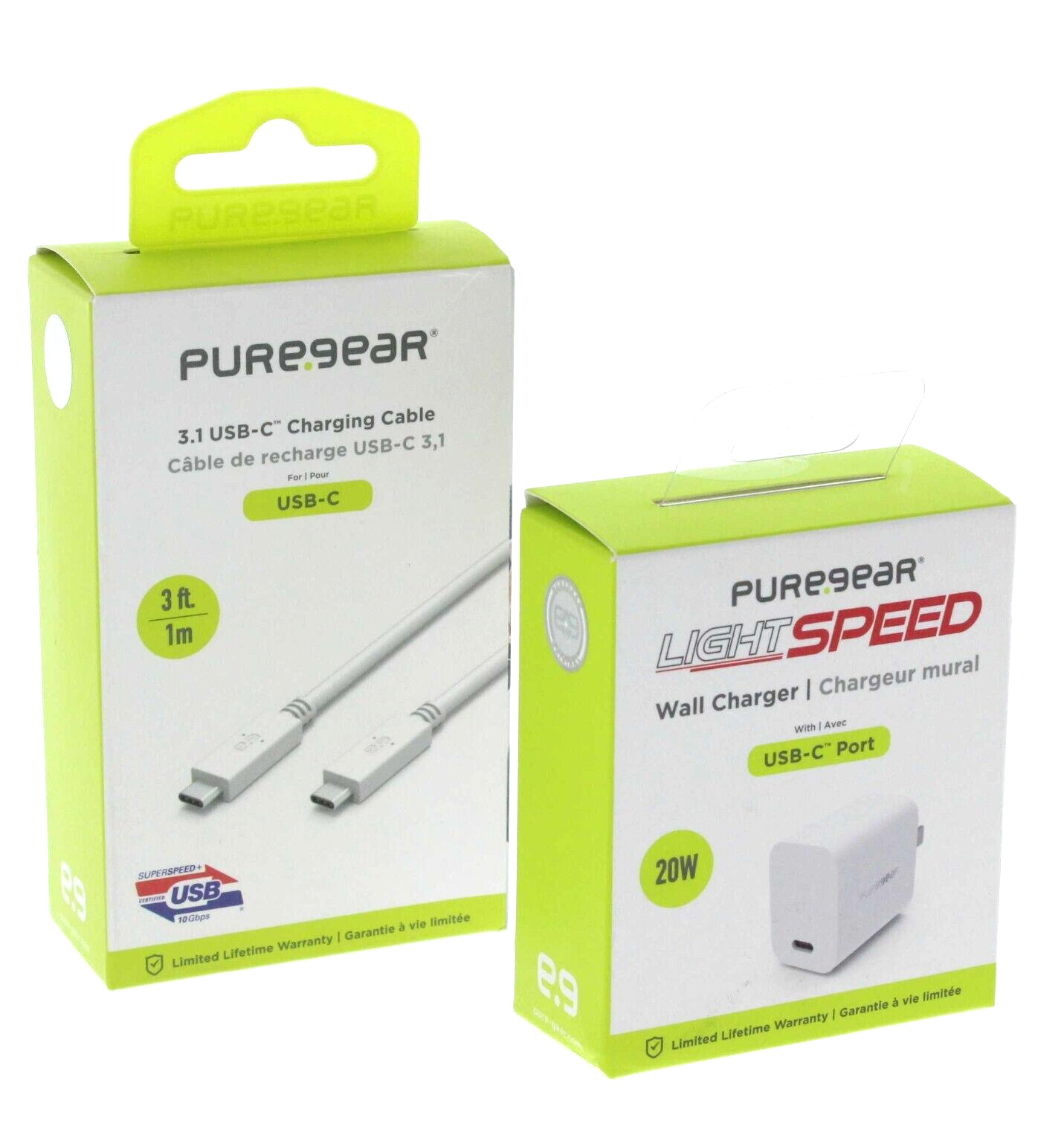 Puregear Light Speed Wall Charger USB-C 20W + USBC Type Charging Cable 3ft / 1m-image