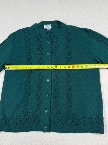 Vintage Needle Point Strickjacke USA Cottage College Point | Grün | Größe XL - Bild 13 von 14