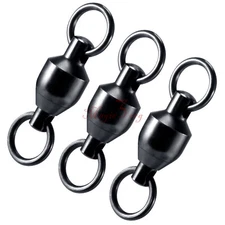 10pcs Fishing Ball Bearing Swivel Snaps Saltwater Tackle Heavy Duty Black Nickel