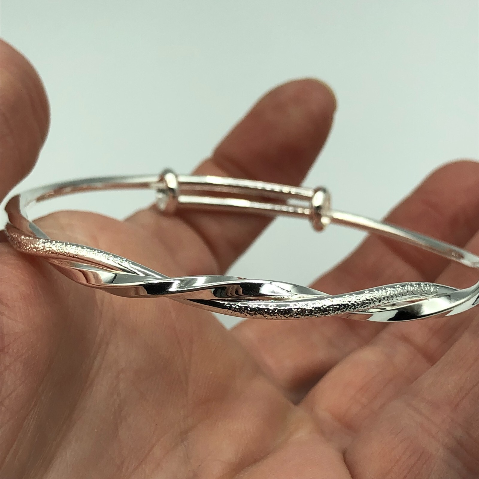 Bangle Silver Tone Twist Adjustable Festival Part… - image 7
