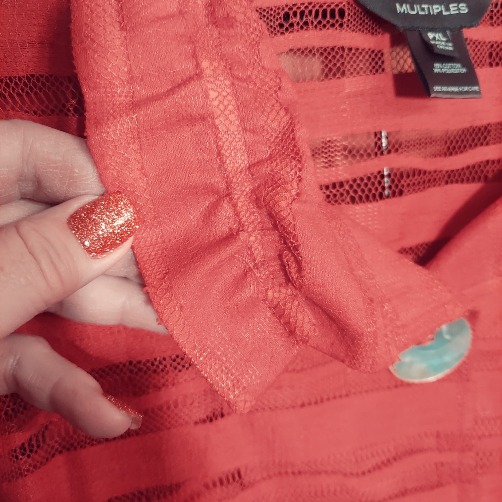 Multiples Size PXL Red Button Front Solid and Mes… - image 3