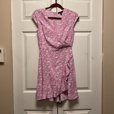 WOMEN'S J. CREW SOFTEST RAYON RUFFLE FRONT MINI DRESS IN BUBBLEGUM FLORAL |  eBay