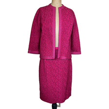 kimberly skirt suit size Small / Medium fuschia pink petite vintage 2 piece