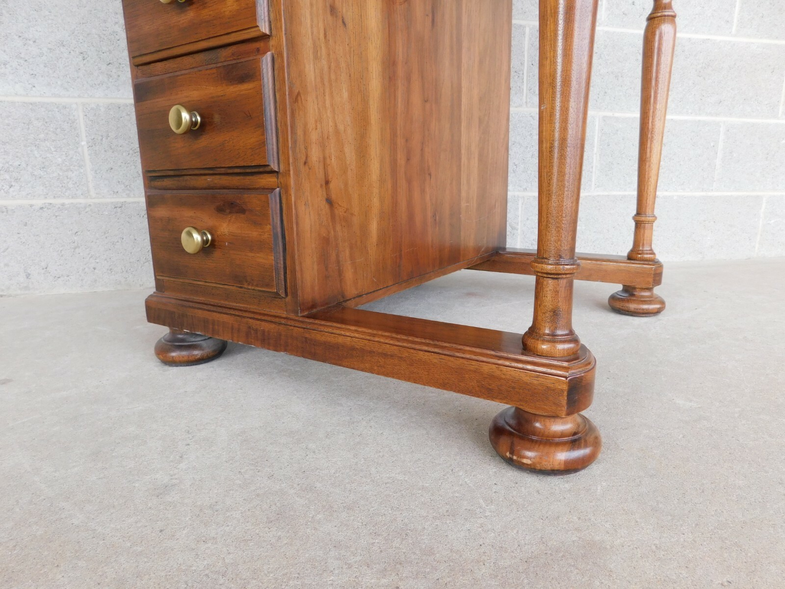 Pennsylvania House Pecan Leather Top Davenport Desk eBay