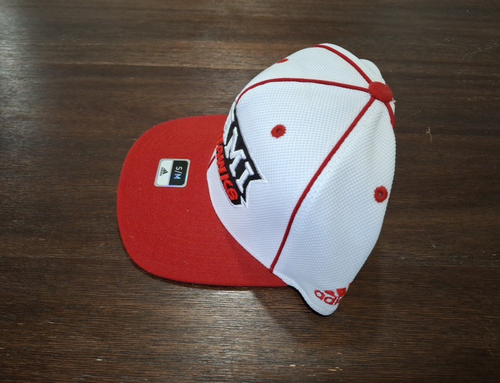 Miami University Redhawks Adidas White Flexfit Fitmax 70 Flat Bill Hat - S/M - Picture 2 of 5