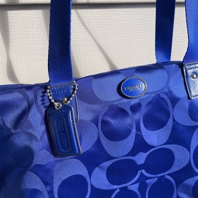 COACH Signature Getaway Weekender Tote Bag Blue Detachable