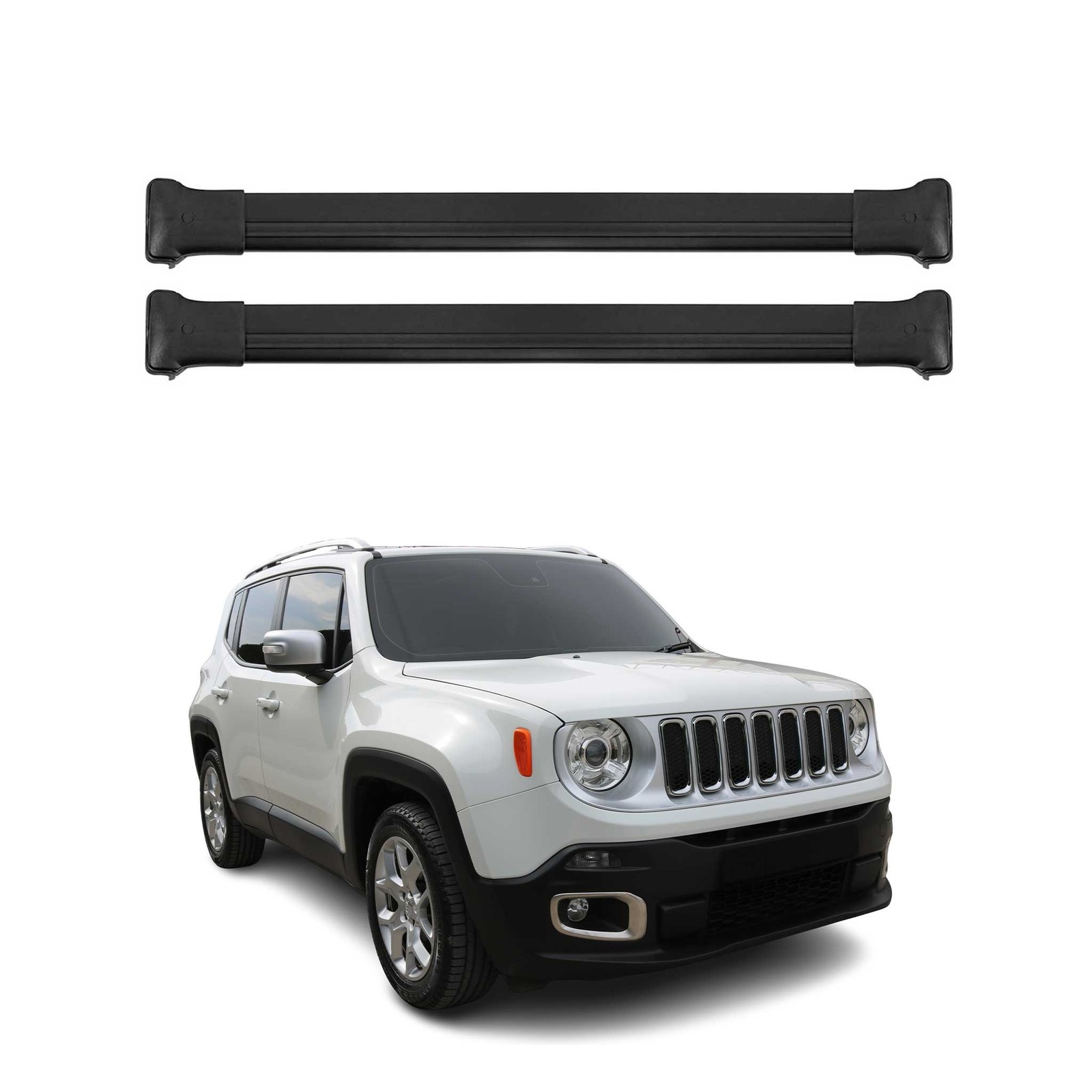 Barres de toit haut de gamme en alu noir pour Jeep Renegade 2015-2025