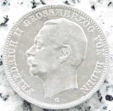 3 Mark 1911 G Baden Friedrich II Silber Kaiserreich Münze Deutsches Reich selten