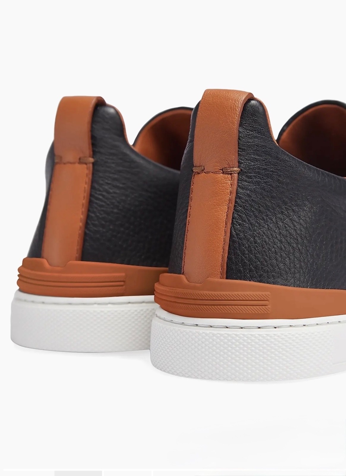 ZEGNA Black Deerskin Triple Stitch Sneakers image 7