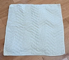 Grandin Road Ivory Quilted Velvet Euro Pillow Sham 100% Cotton